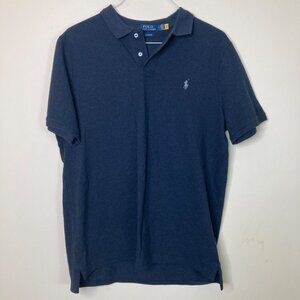 Polo Ralph Lauren Men Large Classic Fit Mesh Polo Shirt Charcoal Black Preppy